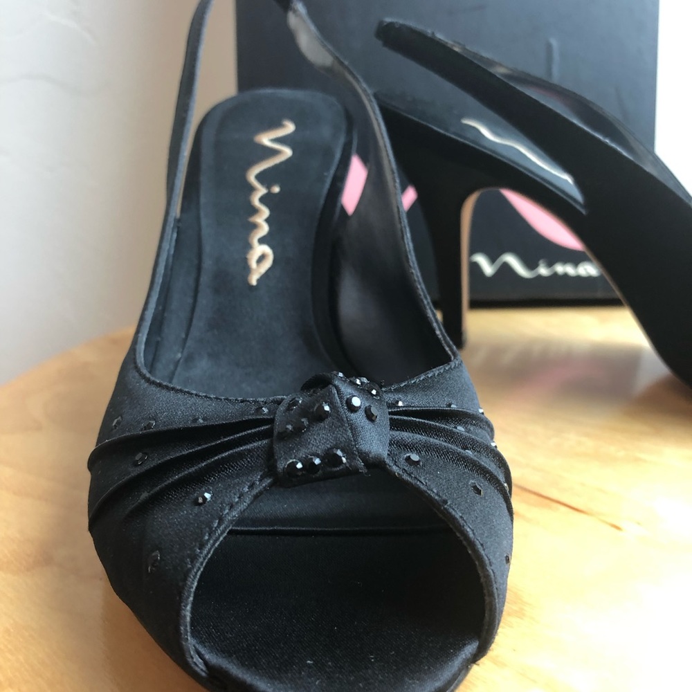 Nina Black Satin 7.5 Shoes